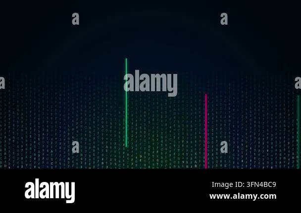 Abstract digital background with a matrix of glowing characters and ...