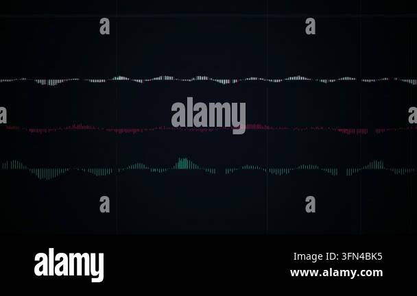 Abstract visualization of audio waveforms and sound frequencies on a ...