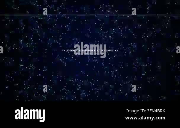 Static noise and glitch effect on a dark screen with "SIGNAL ...