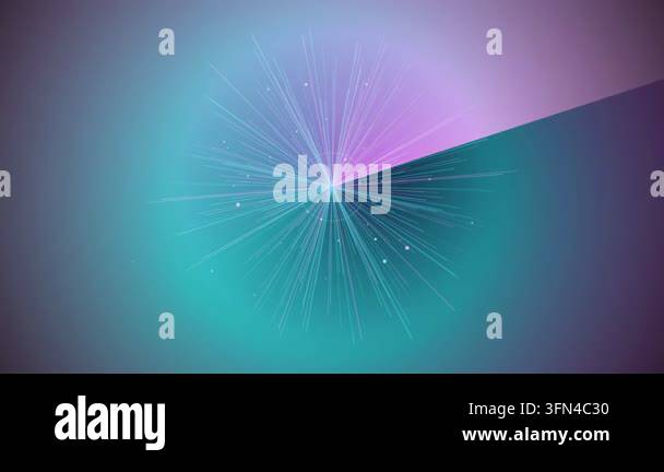 Abstract digital animation with radiating lines and particles on a ...