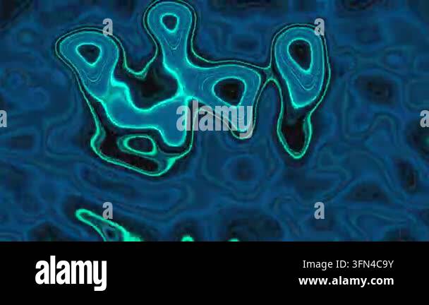 Abstract blue and green liquid marble texture with flowing ripples ...