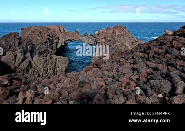 Volcantic Rocks Natural rock arch Arco de la Tosca, Island El Hierro, Canary Islands ...