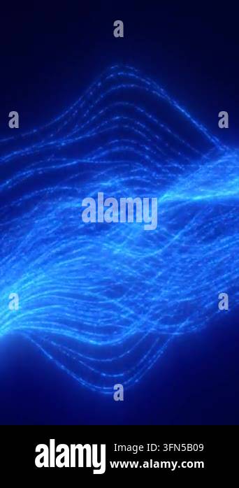 Flowing blue light waves and fiber optic strands creating a futuristic ...