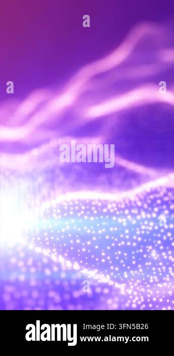 Soft purple and pink particle waves create a glowing abstract landscape ...