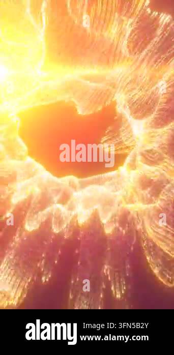 Flowing golden particle mesh forms luminous digital waves on an orange ...