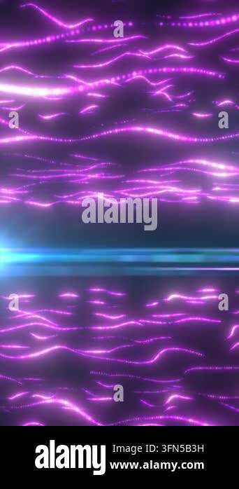 Glowing magenta digital wave lines over a dark background with cyan ...