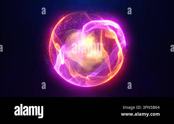 Abstract energy sphere with glowing bright particles, atom from energy ...