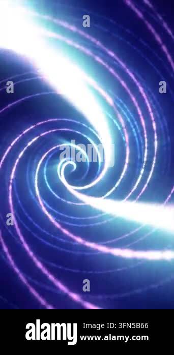 Abstract neon spiral vortex with glowing blue and purple light trails ...