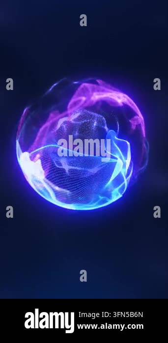 A glowing purple and blue energy sphere floats in dark space, formed by ...