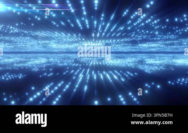 Abstract blue energy hi-tech lines and digital particles fly in a ...