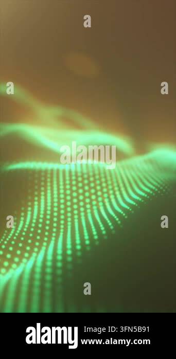 Abstract green glowing particle wave with dotted digital surface, soft ...