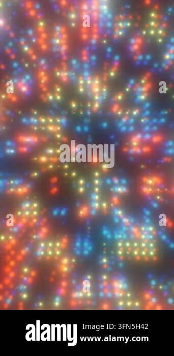 Colorful glowing bokeh lights in orange, blue, yellow, and red create a ...