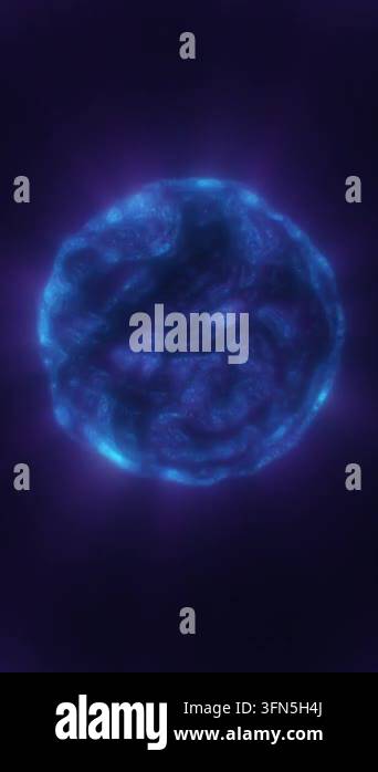 Dark blue plasma sphere with a glowing cyan rim and swirling fluid ...