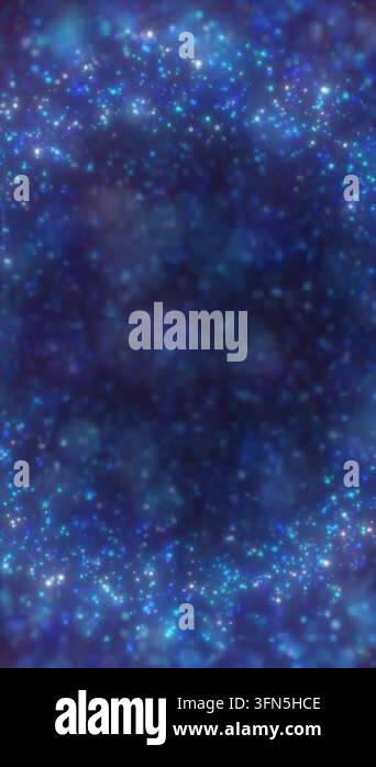 Glowing blue and cyan particles form a sparkling border around a dark ...