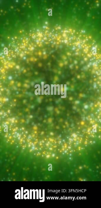 Abstract green background filled with glowing yellow and turquoise ...