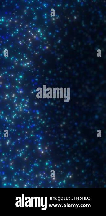 Glowing blue, cyan, and white particles scattered across a dark navy ...