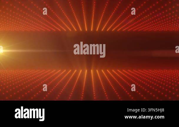 Abstract futuristic grid with red glowing points and golden light ...