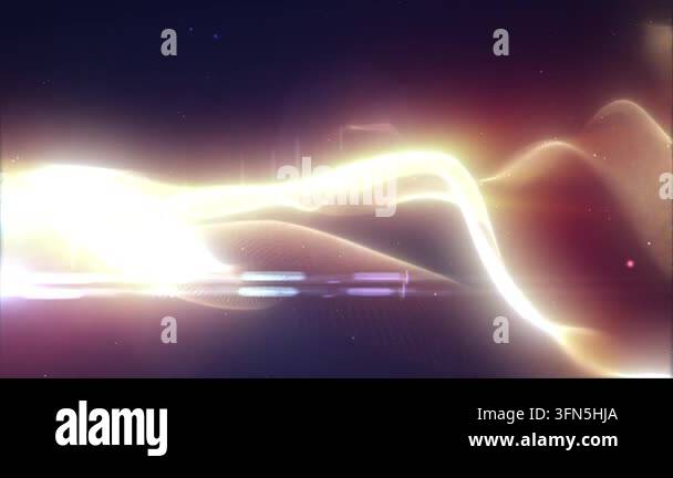 Abstract glowing golden light wave flowing through a dark gradient ...