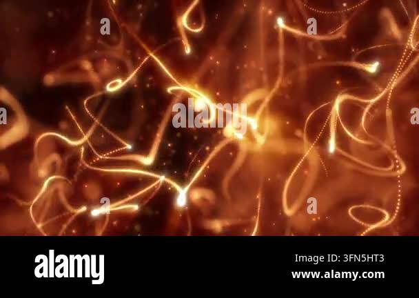 Abstract golden light trails swirling in a dynamic and glowing motion ...