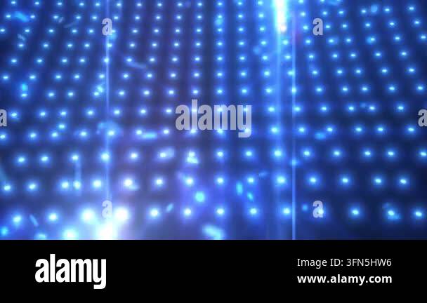 Abstract glowing blue LED grid lights creating a futuristic digital ...