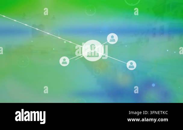 Animation of graphical profile icons interconnecting with lines on ...