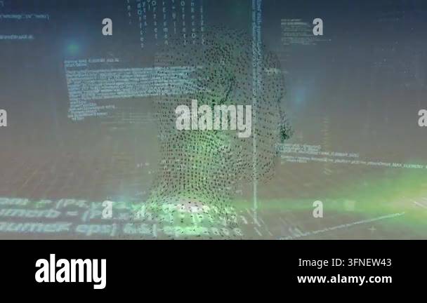 Animation of data processing over digital human. global business and ...