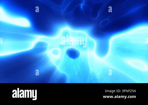Abstract blue bright glowing background with iridescent waves of energy ...