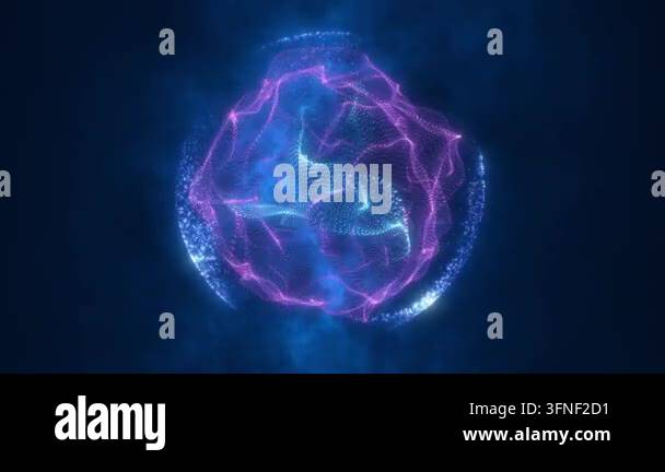 Glowing purple-blue particle sphere in space Stock Video Footage - Alamy