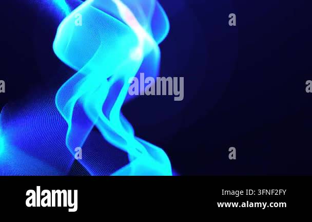 Dynamic glowing blue mesh wave of particles on a digital background ...