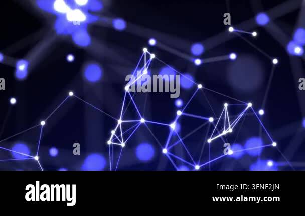 Abstract neural network pattern with glowing blue nodes and connecting ...