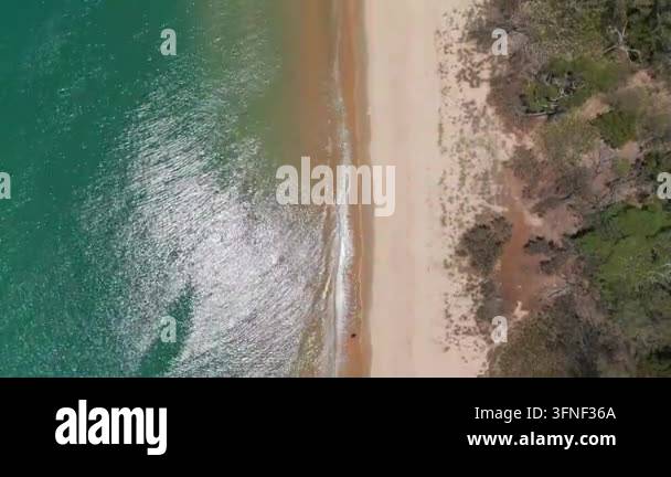 Aerial view of sandy beach and ocean Stock Video Footage - Alamy