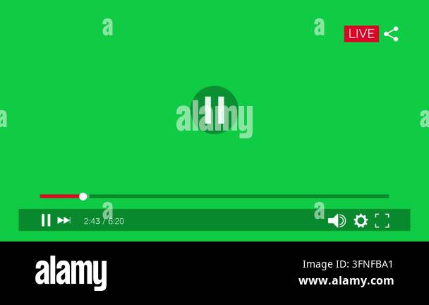 Video Player Interface with Play Button and Progress Bar on Green ...