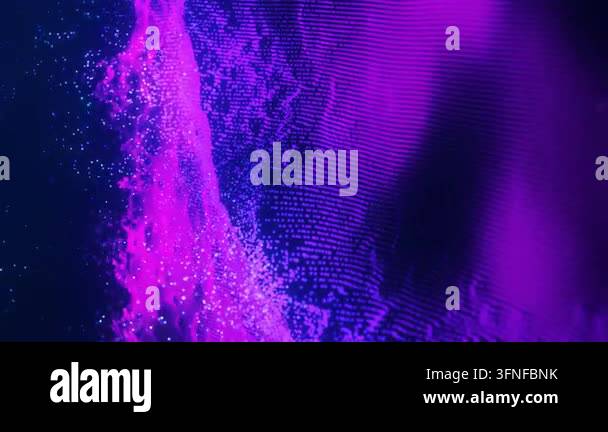 Abstract glowing purple wave of particles and digital lights Stock ...