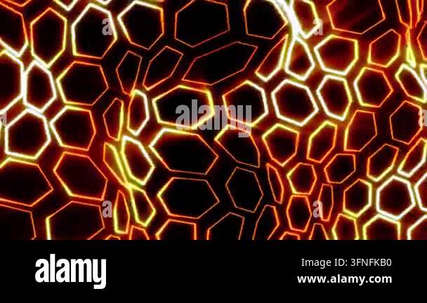 Cellular Pattern Vector Electric honeycomb grid with glowing red, orange, and yellow hexagonal ...