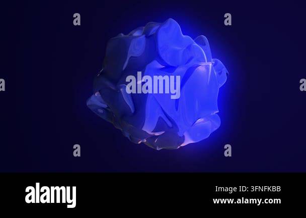 Glowing blue organic abstract 3D shape floating in dark space Stock ...