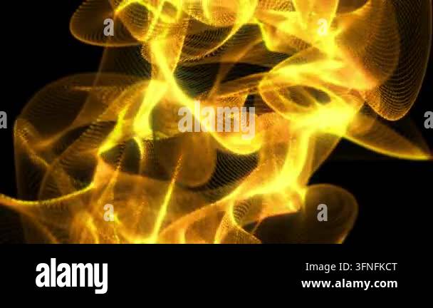 Abstract golden light waves intertwine in a dynamic mesh pattern on a ...