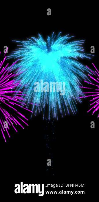 Animation of colourful christmas and new year fireworks exploding on ...