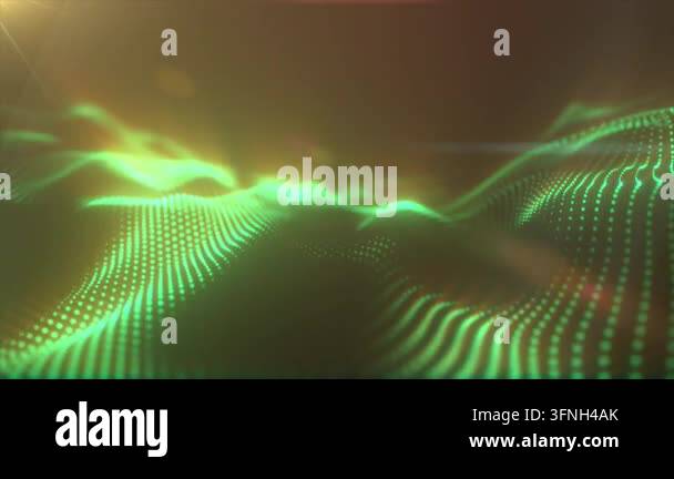 Green abstract wave structure with glowing digital points, representing ...
