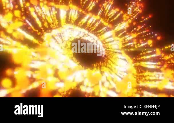 Abstract flying in a spiral in a whirlwind exploding yellow bright ...