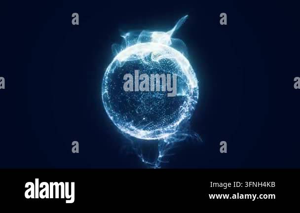 Glowing sphere of dynamic blue particles and waveforms Stock Video ...