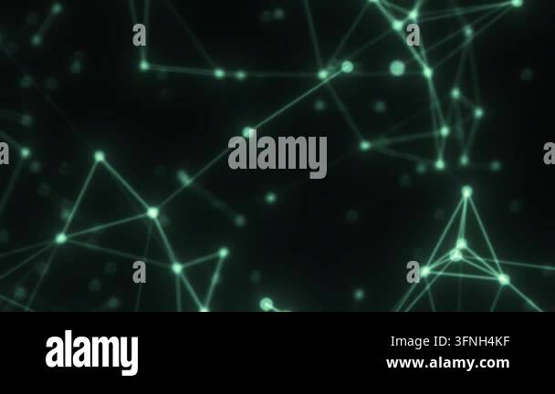 Abstract digital network with interconnected glowing nodes and lines ...