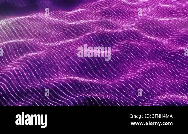 Violet electric particles form energetic flowing waves, creating a ...