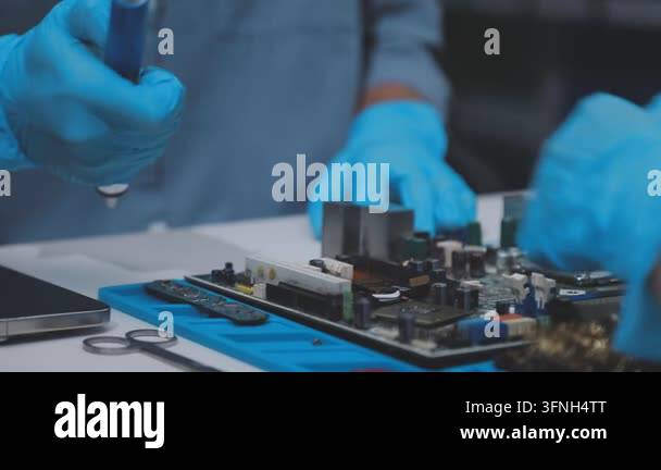 technician in gloves repairing computer Stock Video Footage - Alamy