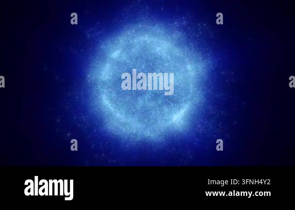Blue glowing particle sphere in deep space Stock Video Footage - Alamy