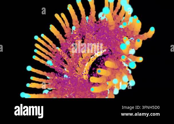 Vivid stream of orange, pink, and cyan particles exploding Stock Video ...