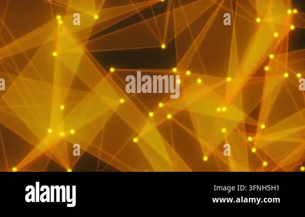 Abstract glowing network of orange lines and yellow nodes Stock Video ...