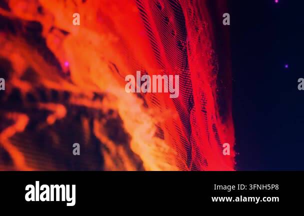 Abstract digital wave of glowing red and orange particles Stock Video ...