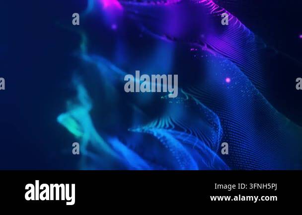 Abstract blue glowing digital landscape with waves and dots Stock Video ...