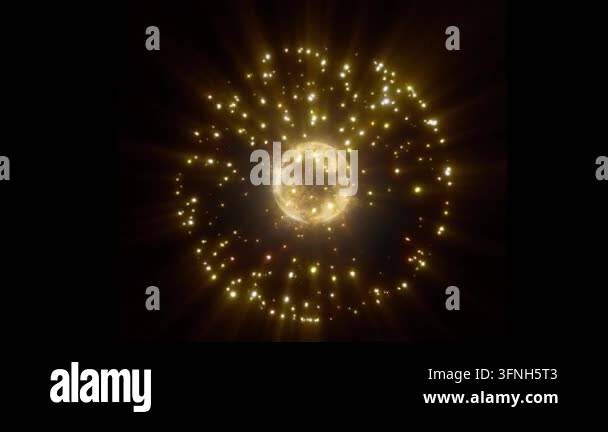 Abstract glowing golden sphere exploding with radiant light Stock Video ...