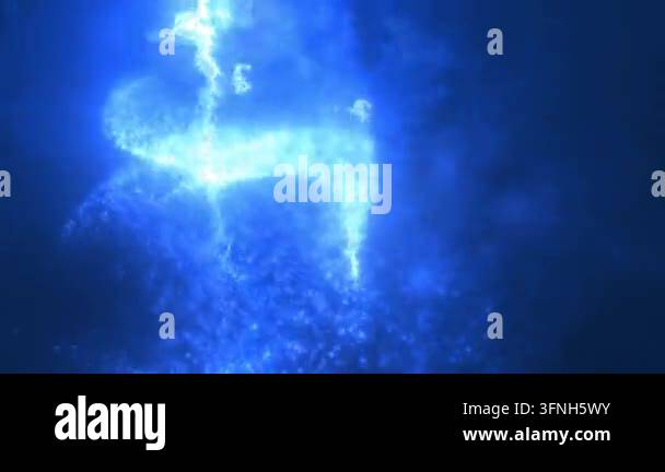 Abstract glowing blue energy flow with scattered light particles Stock ...